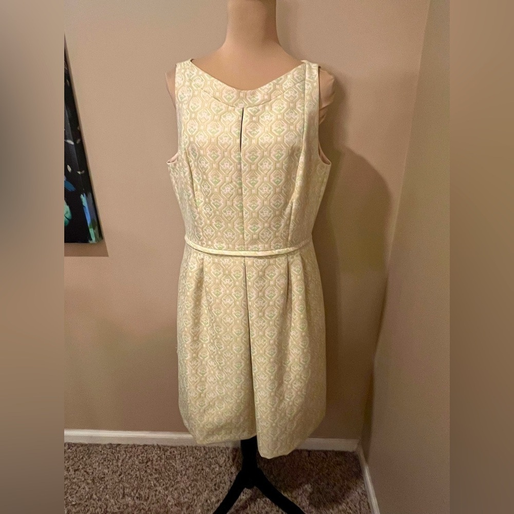 Tahari ASL Sleeveless Print Fit & Flare Dress, Blush, mint & apricot, size 12